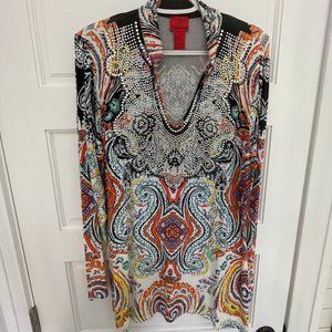 V Cristina Multi-colored Paisley Knit Top
